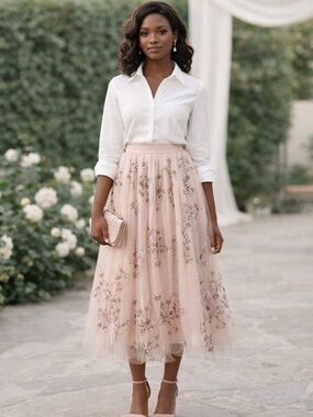 NWT Sundance Pink Beaded Tulle Maxi Skirt SzM Ballet Fairy Cottagecore Wedding